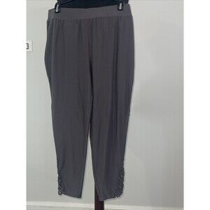 Maurices Capri Leggings Womens XLarge Gray Lace Calf Elastic Band Waist